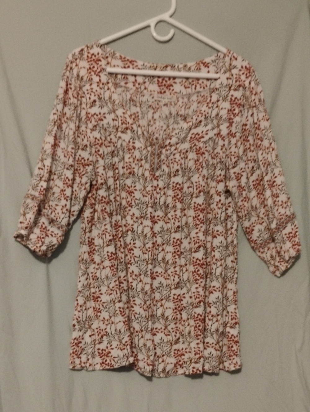 2XL Indigo Soul Red and White Floral Blouse